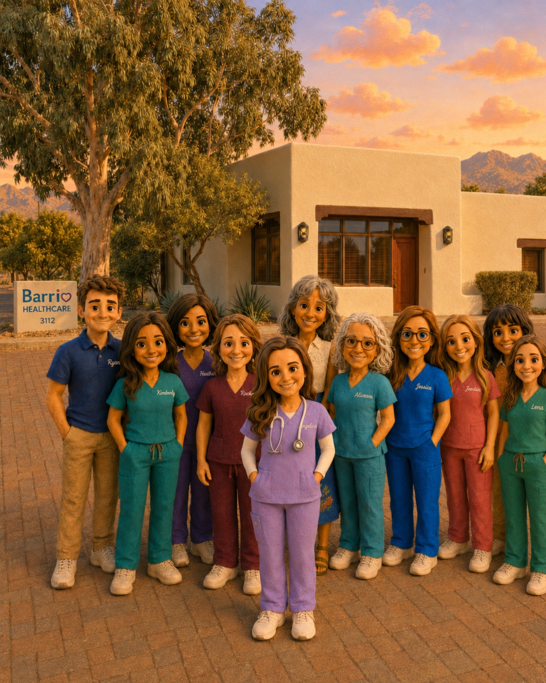 El equipo de proveedores de Barrio Babies afuera de la clínica en Tucson